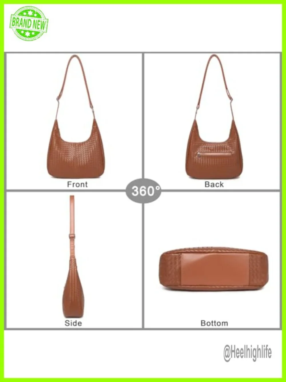 Woven Hobo Crossbody Shoulder Bag Vegan Leather Handbag Tote Purse